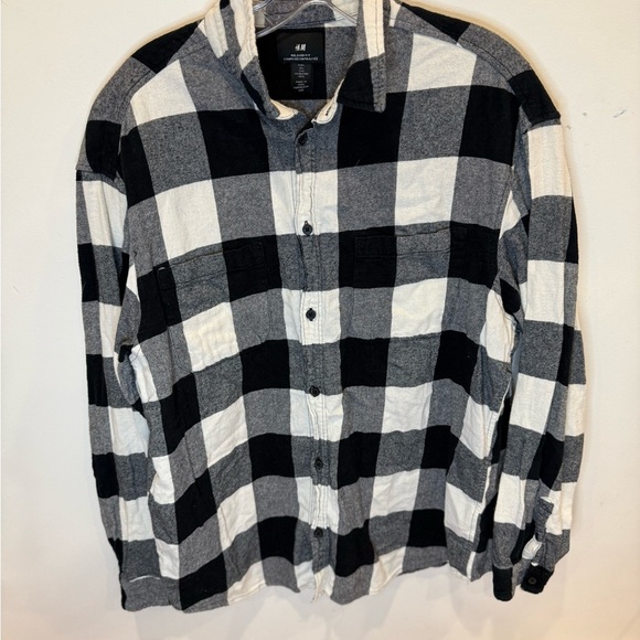 H&M Relaxed Fit Coupe Decontractee Long Sleeve Flannel Size L - Picture 2 of 8